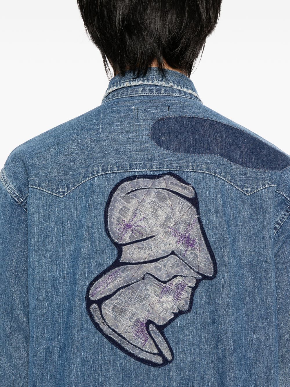 patch-work denim shirt
