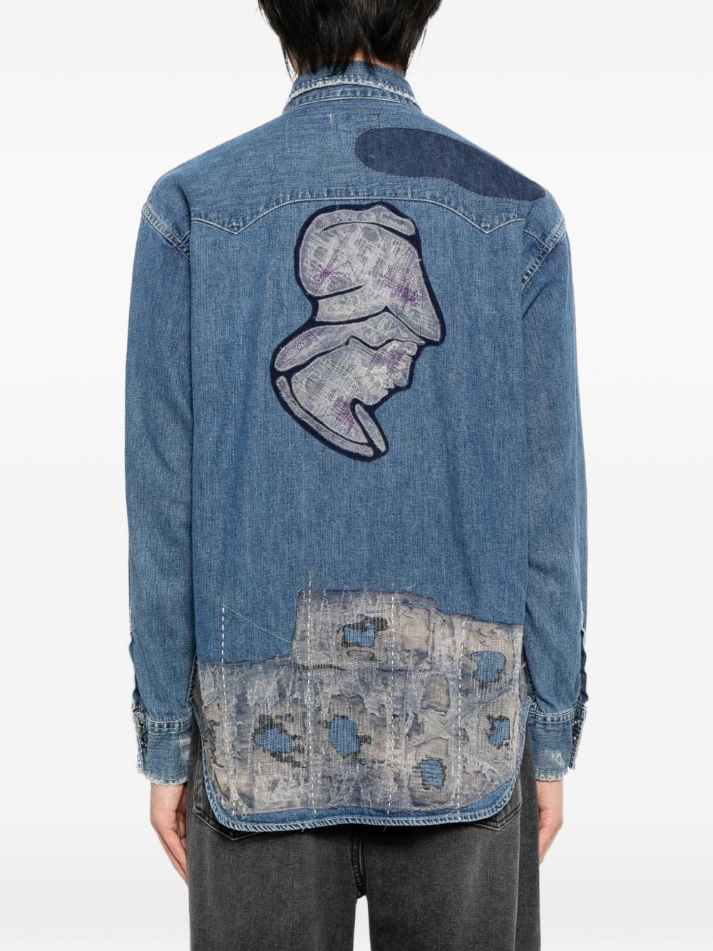 patch-work denim shirt