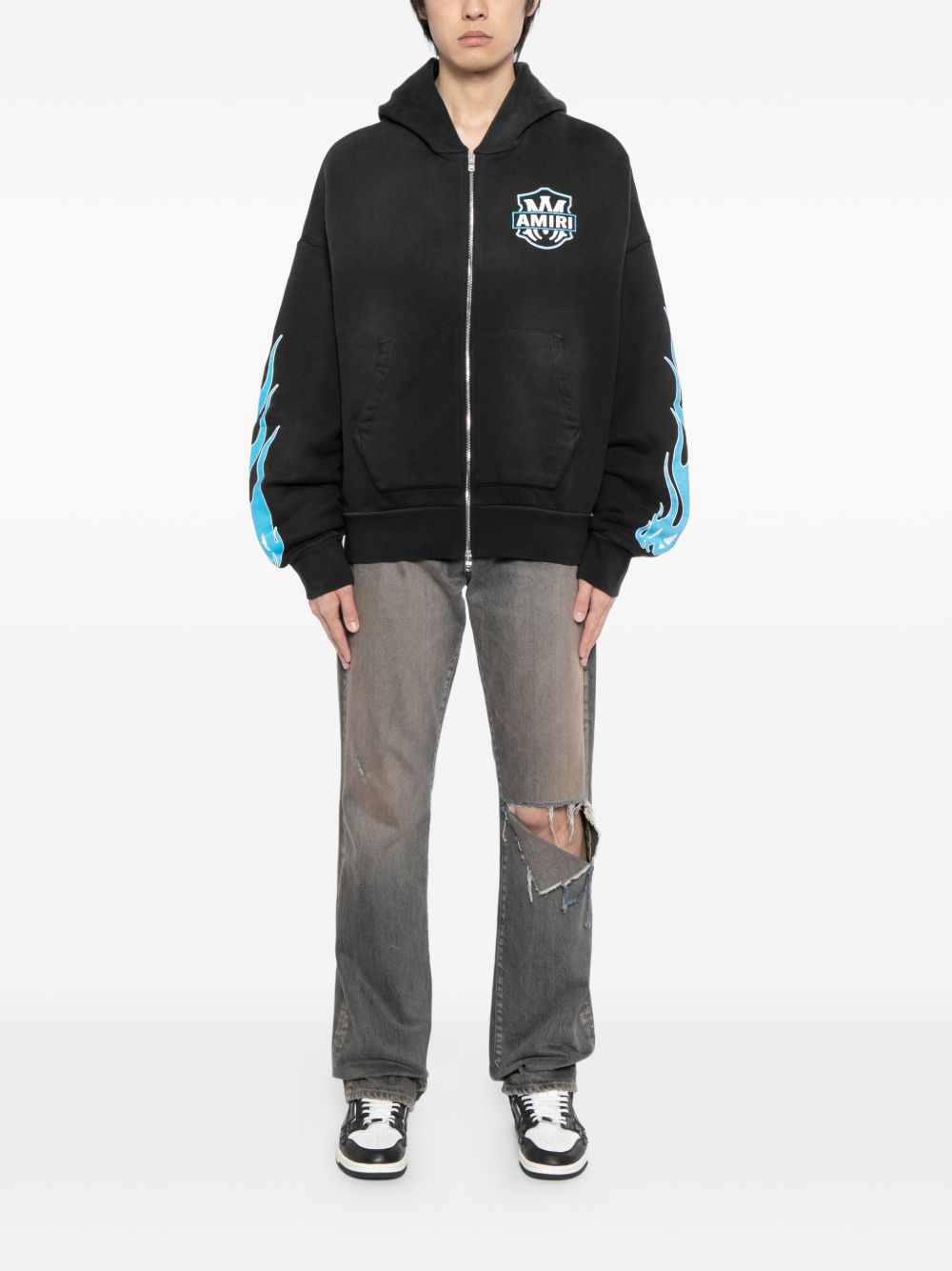 graphic-print zip-up hoodie