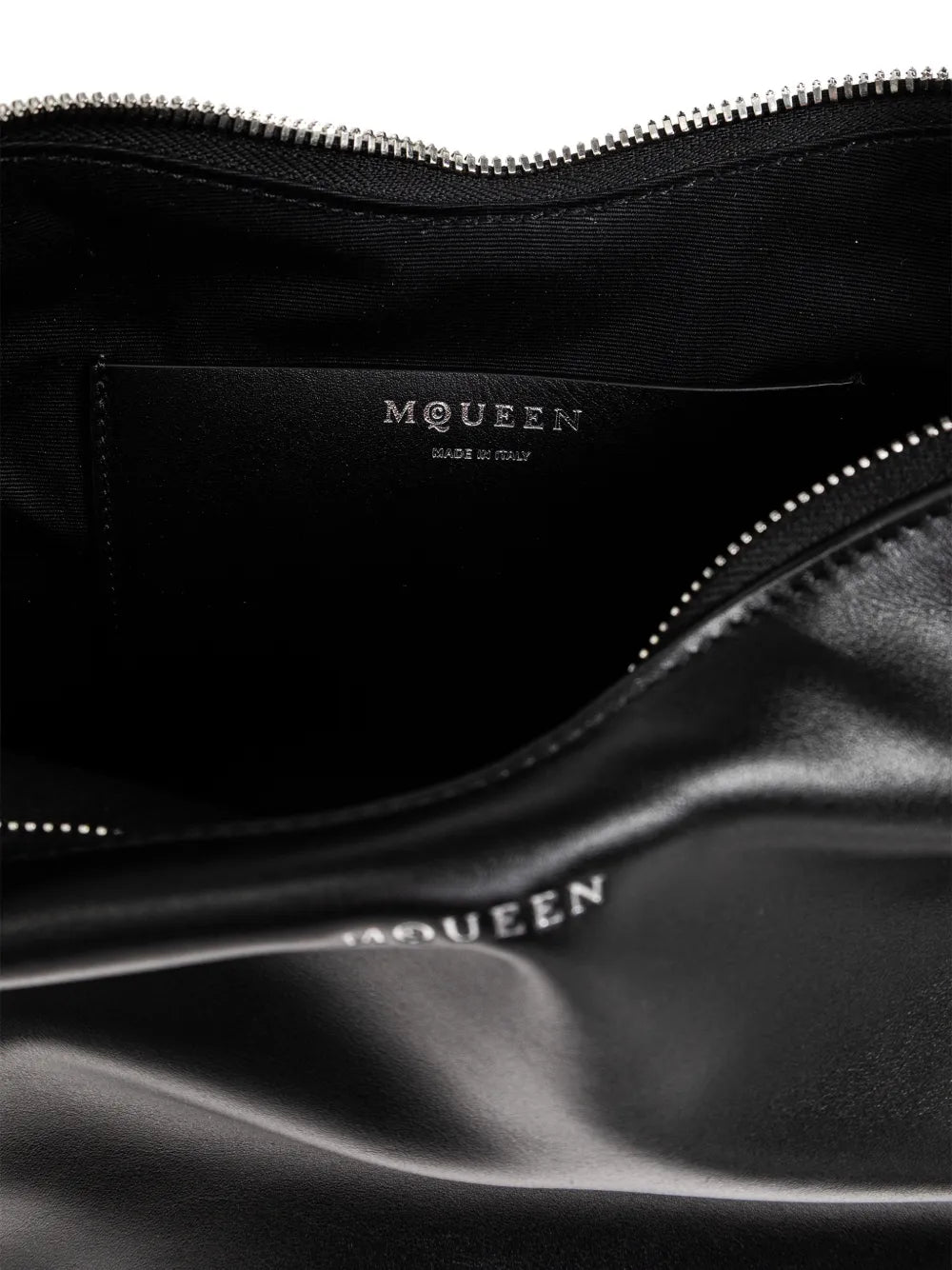 zipped leather clutch bag