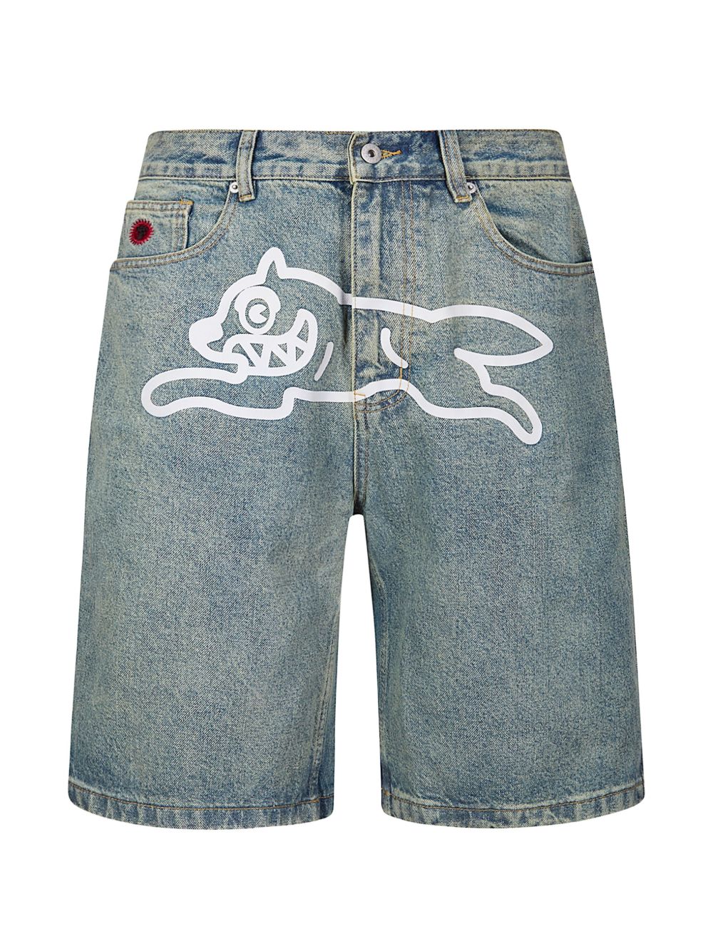 running dog denim shorts