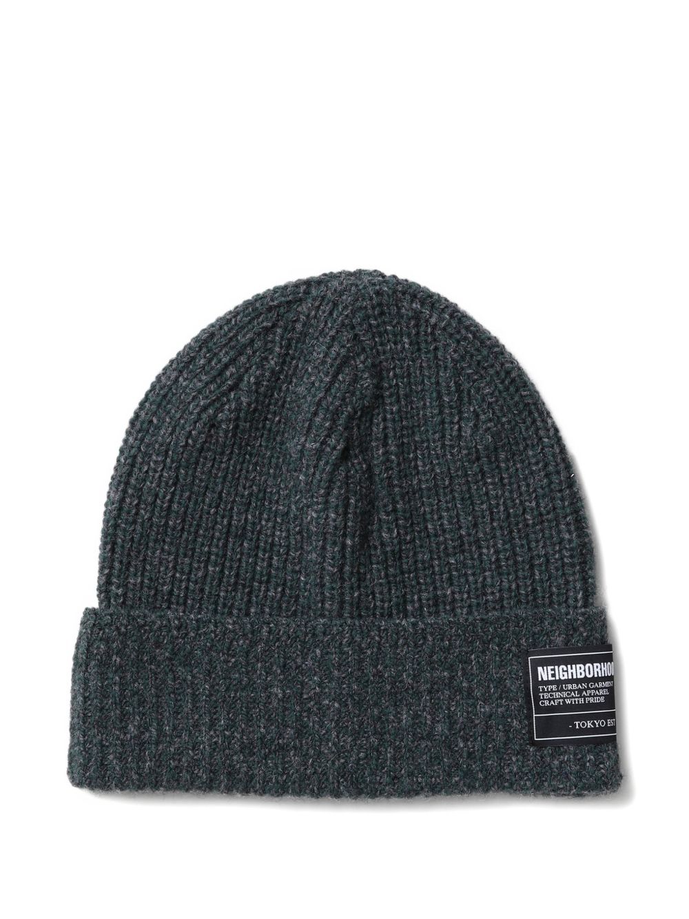 ribbed label beanie hat
