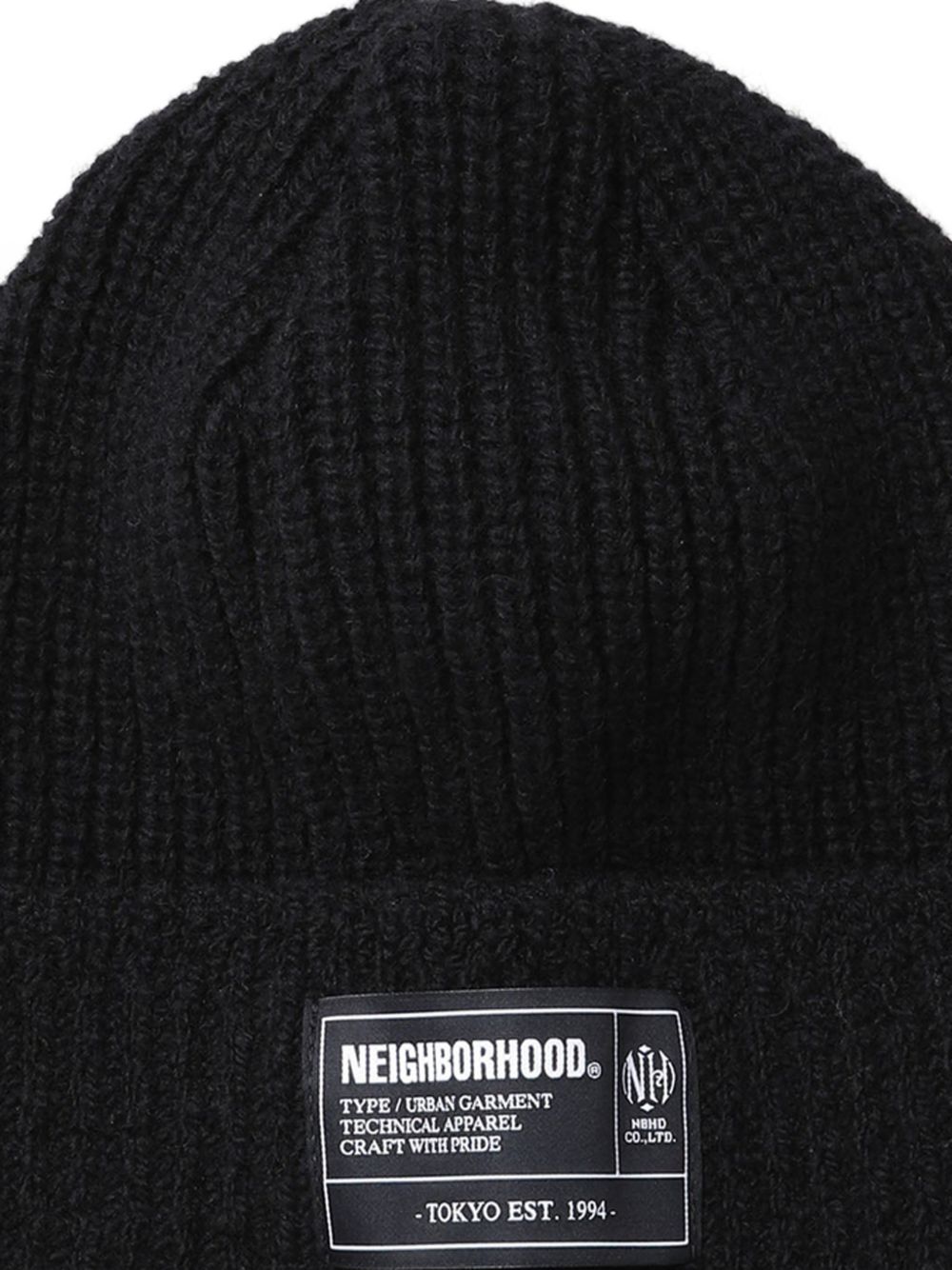 ribbed label beanie hat