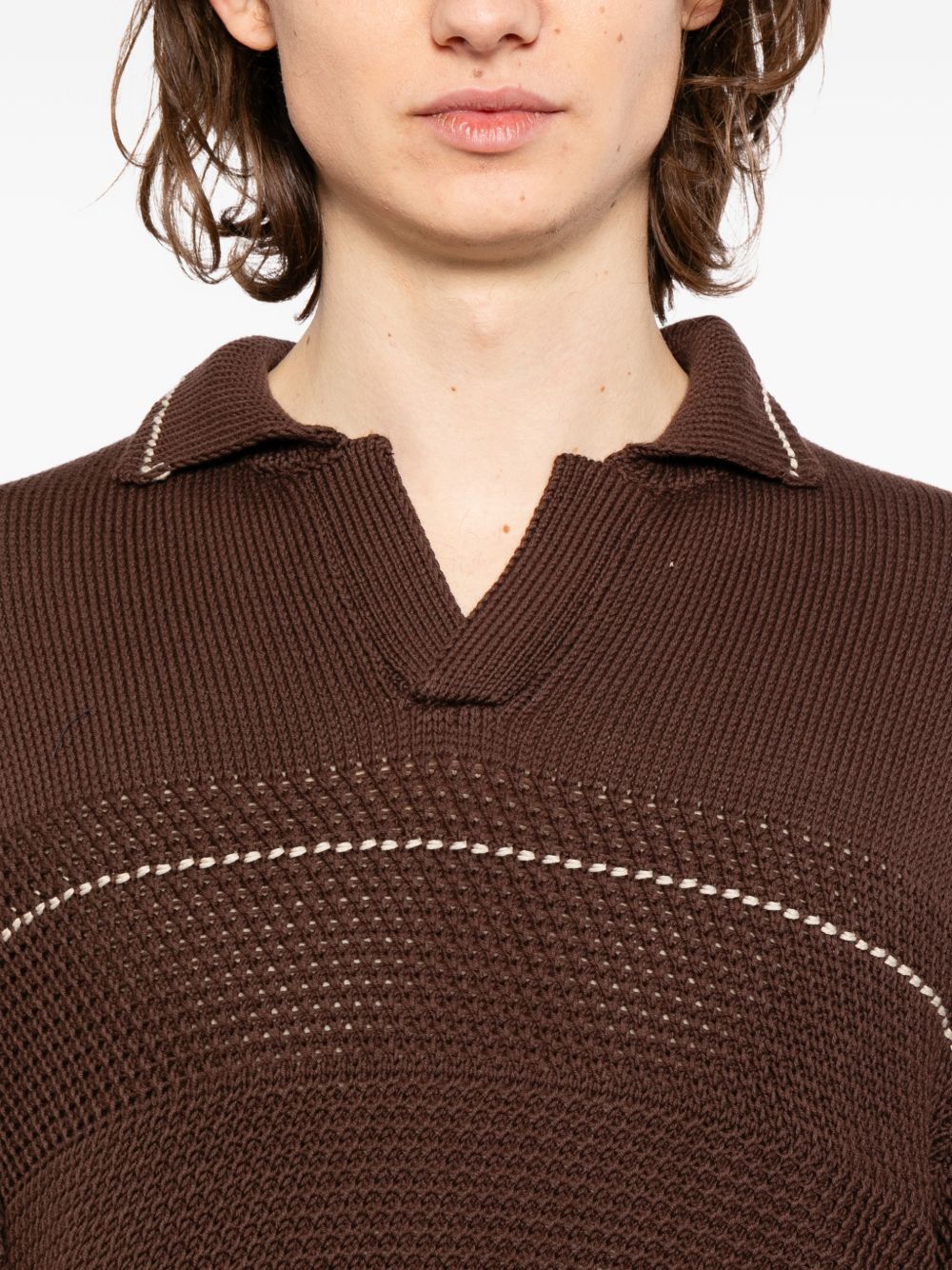 striped V-neck jumper