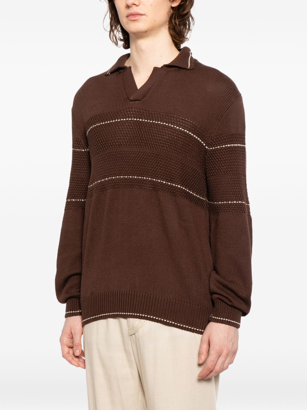 striped V-neck jumper