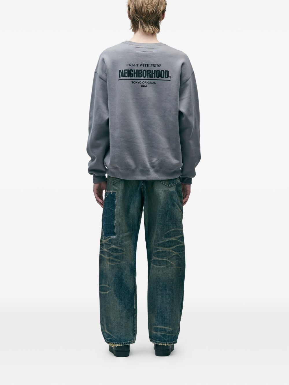 patchwork cotton jeans