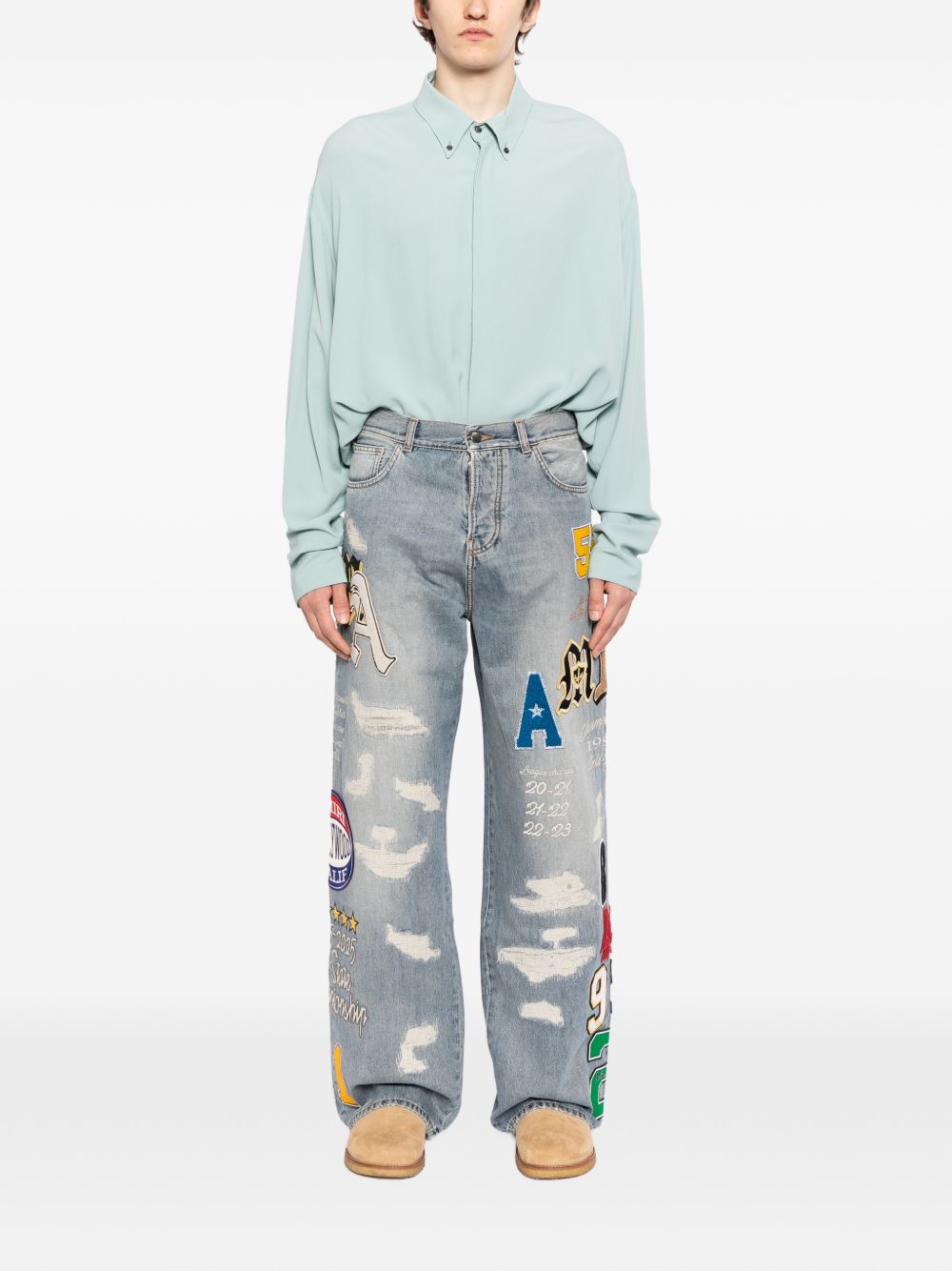 varsity-patch jeans