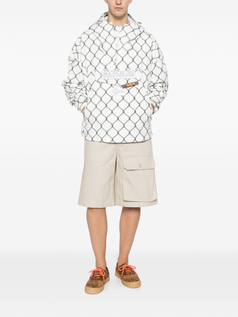 graphic hooded coat