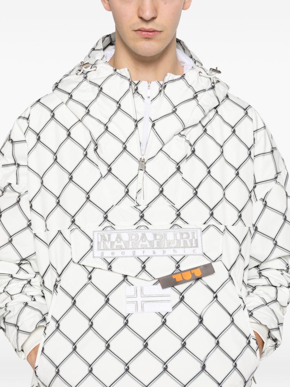graphic hooded coat