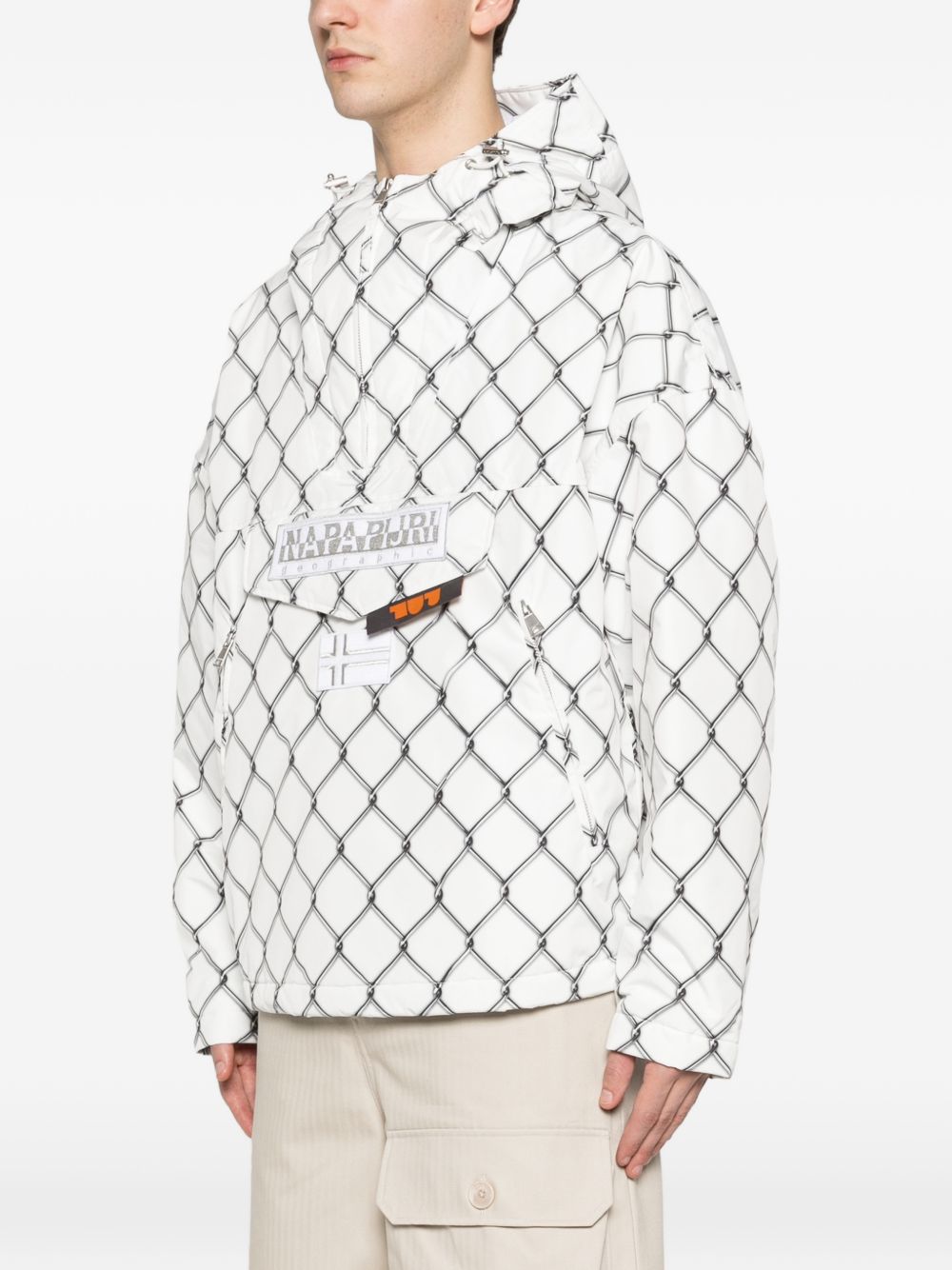 graphic hooded coat