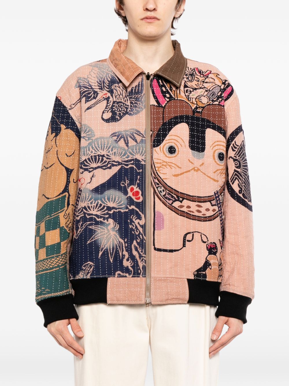 graphic-print reversible jacket