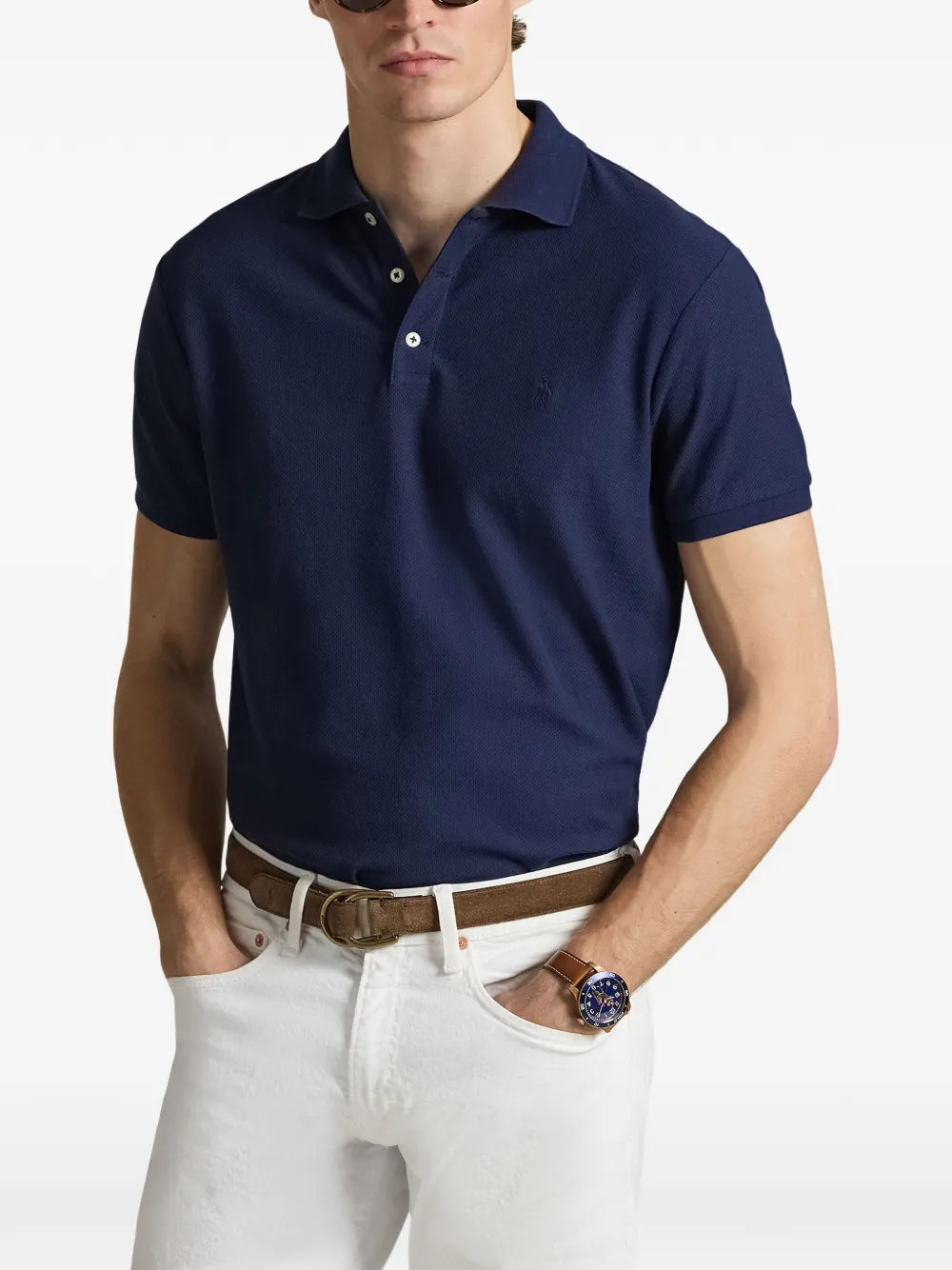buttoned short-sleeve polo shirt