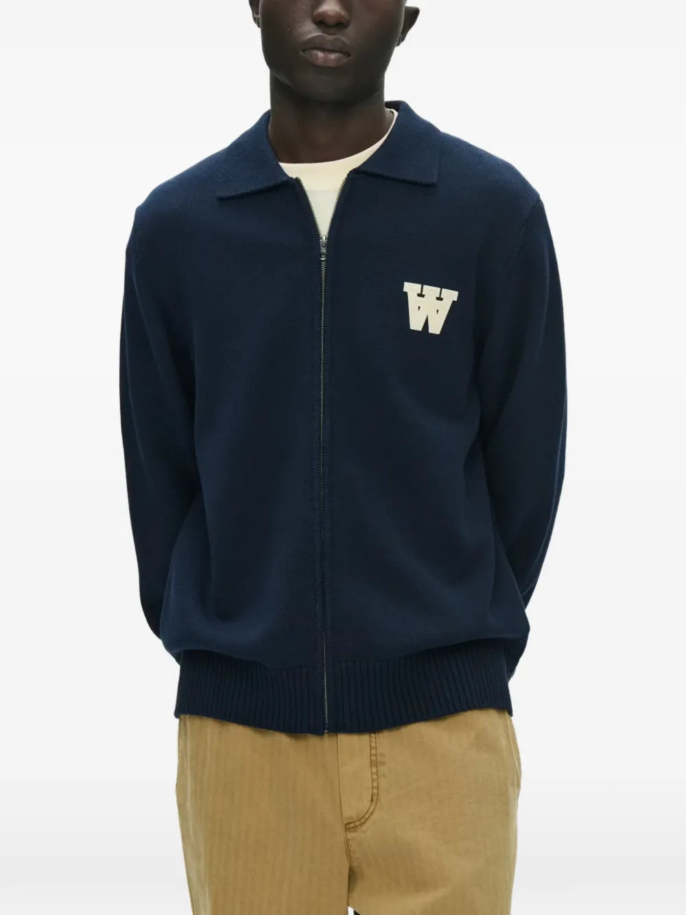 Tay zip appliqué cotton cardigan