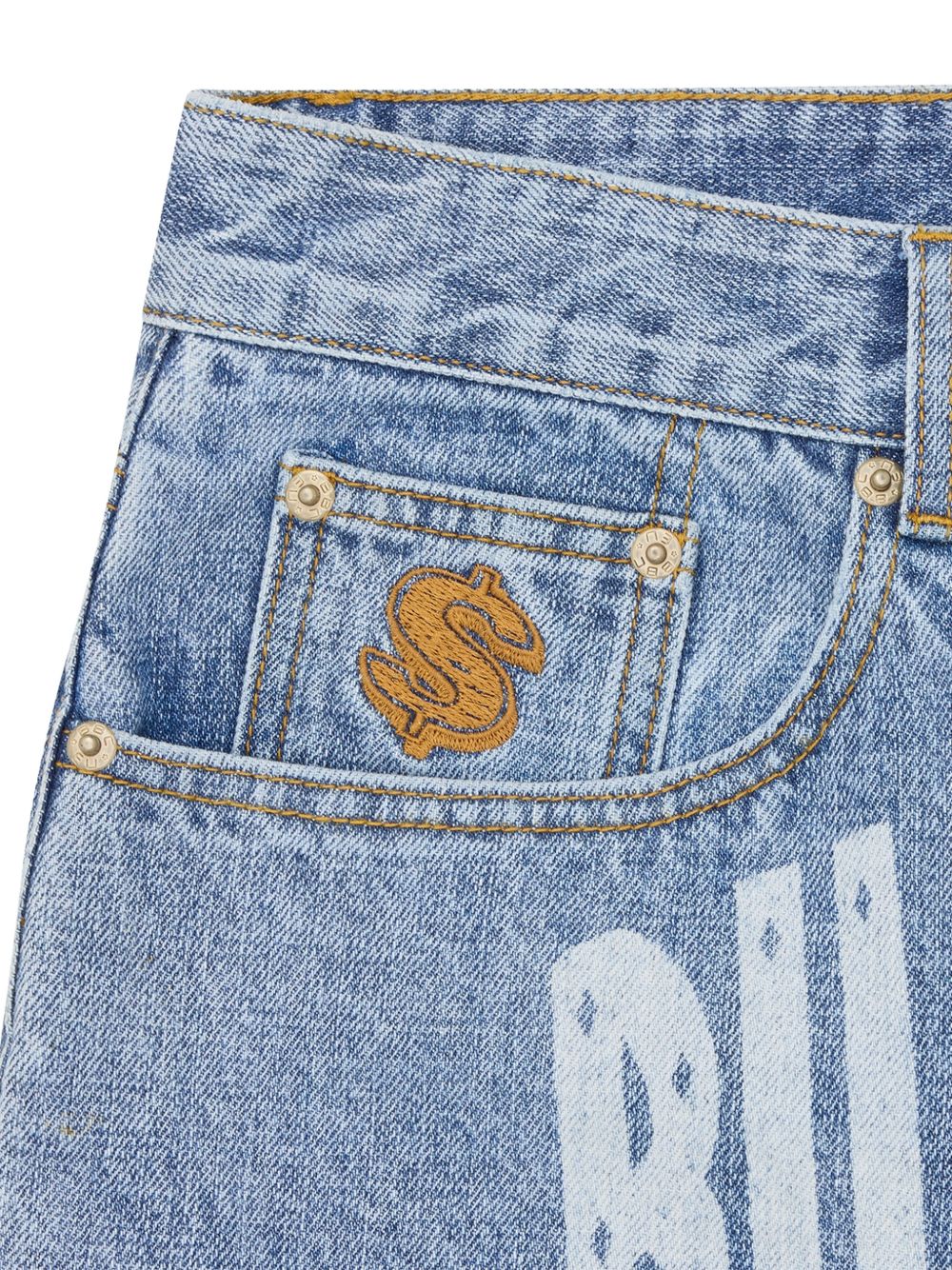 embroidered logo denim shorts