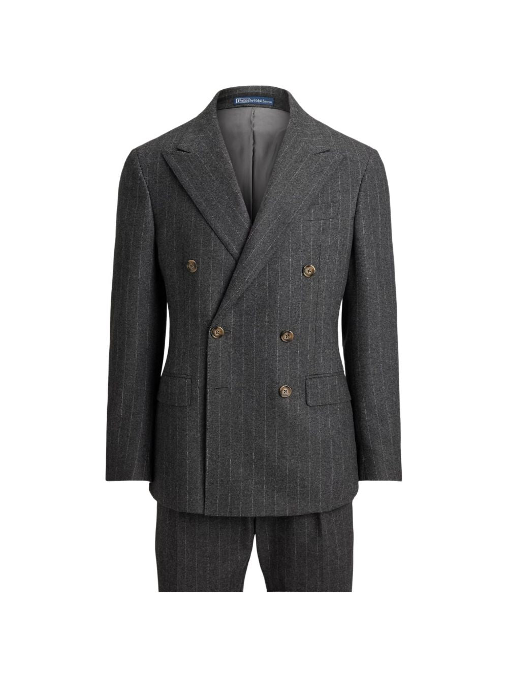 pinstripe-pattern double-breasted suit