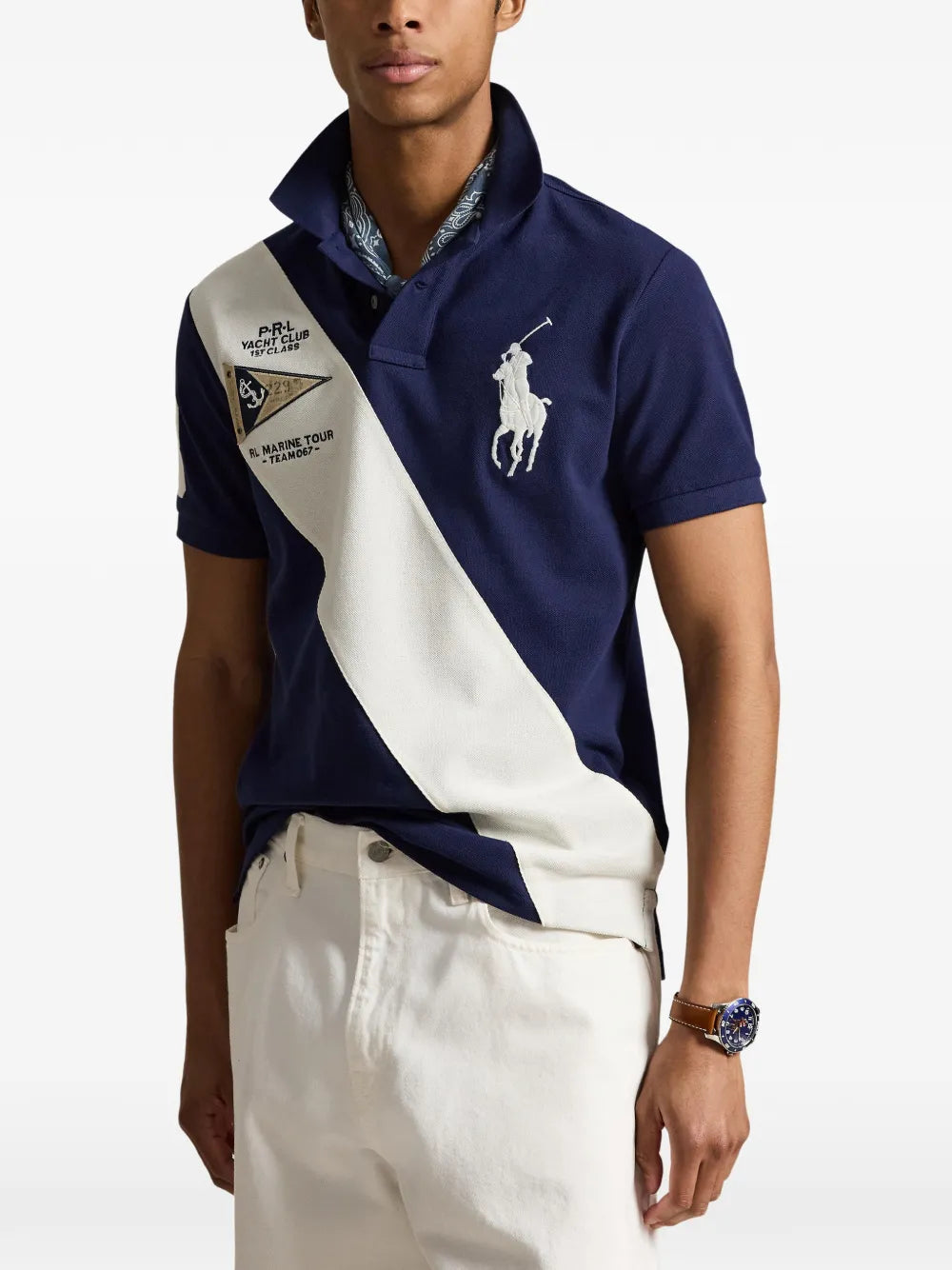 sash-stripe polo shirt
