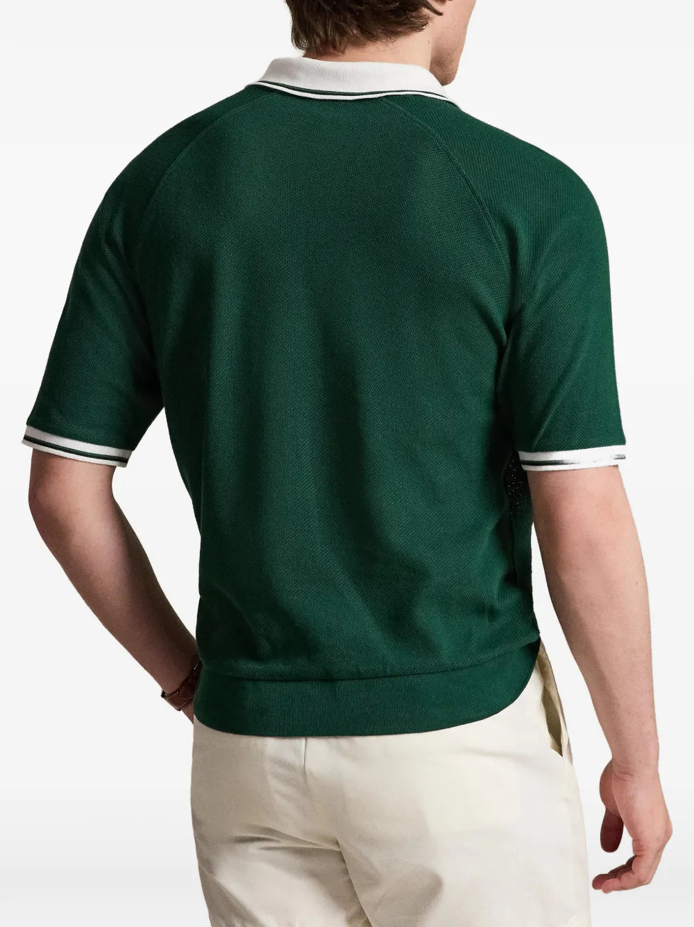 logo-embroidered johnny-collar T-shirt