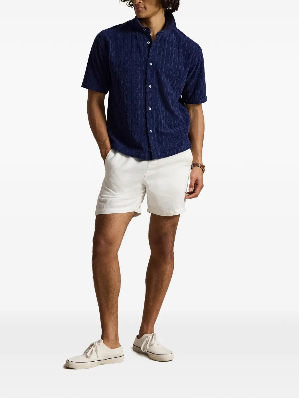 relaxed fit cabled terry shirt