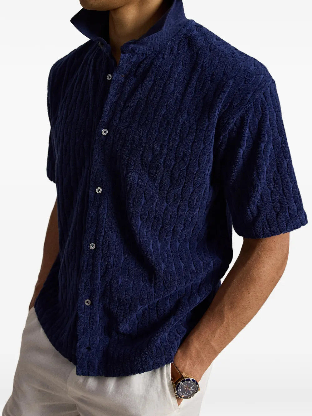 relaxed fit cabled terry shirt