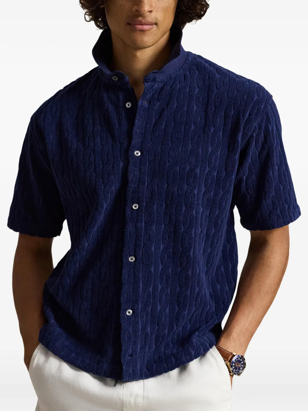 relaxed fit cabled terry shirt