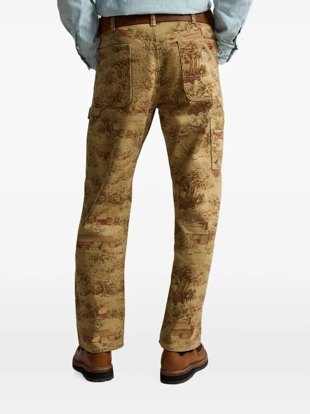 landscape-print straight-leg trousers