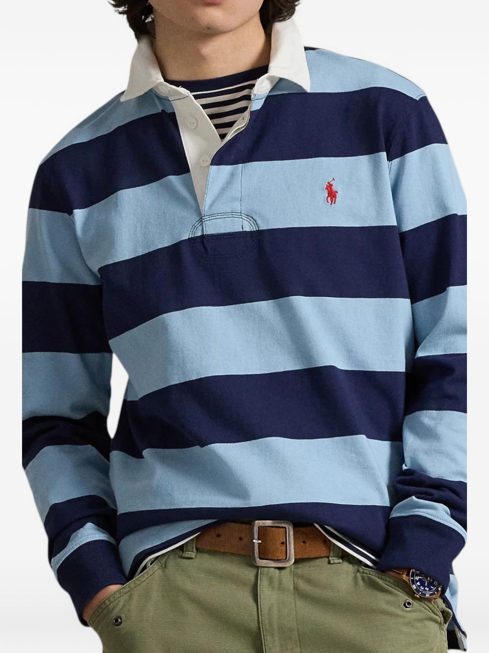 striped long-sleeve rugby shirt