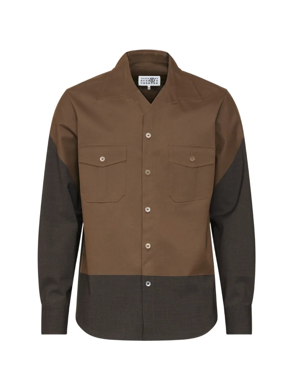 Two-Tone Button-Down Patch-Pocket Shirt