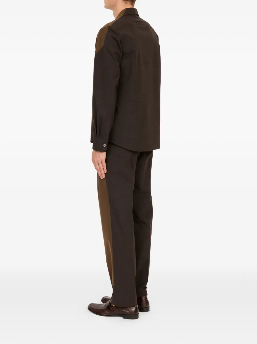 Two-Tone Button-Down Patch-Pocket Shirt