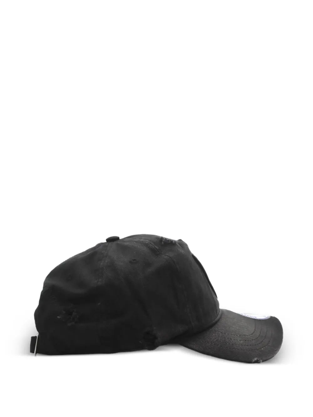 distressed shield-logo baseball cap