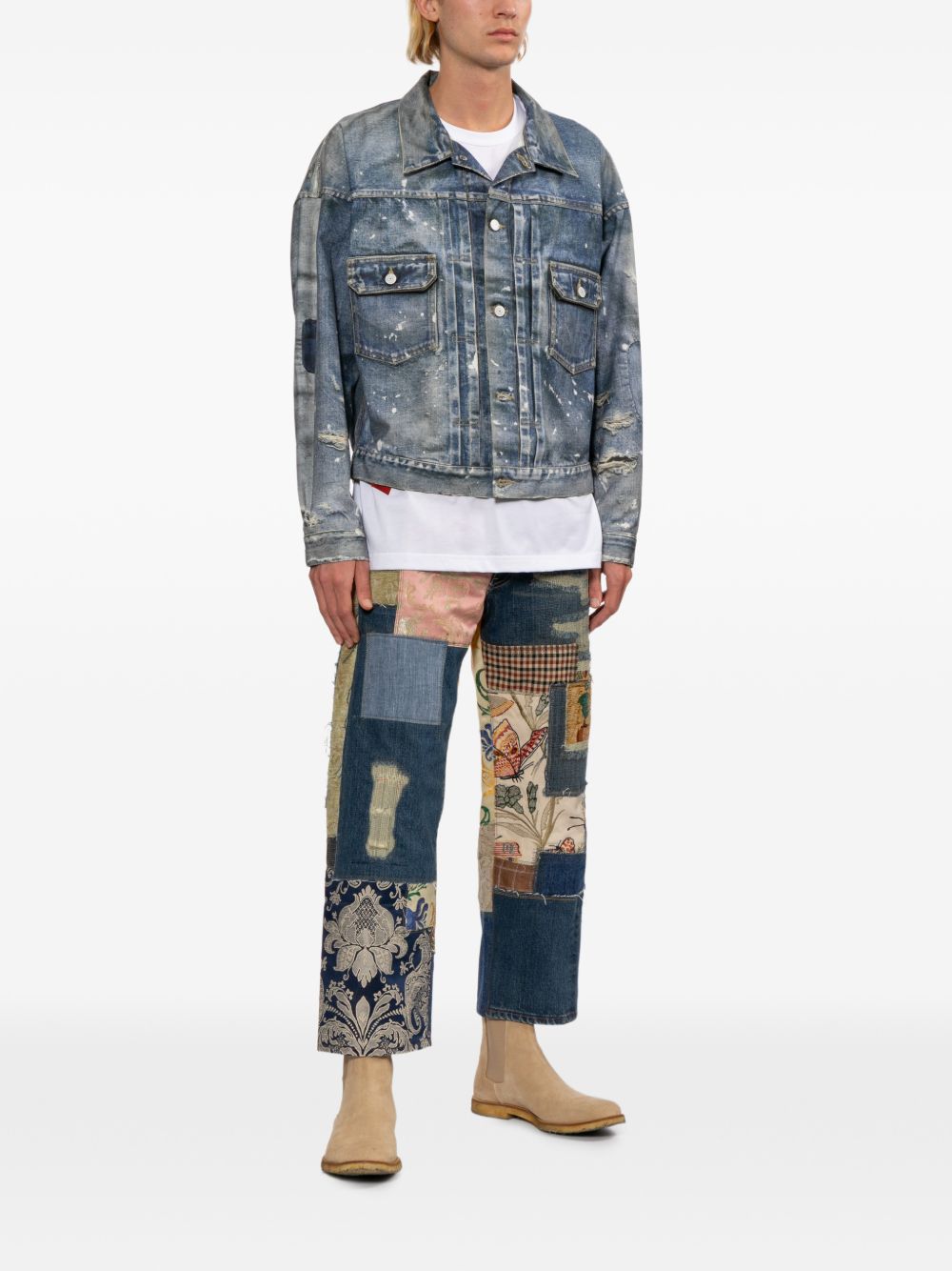 paint-splash denim jacket