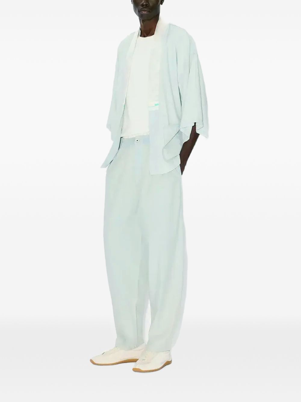 bleached chambray track-pants