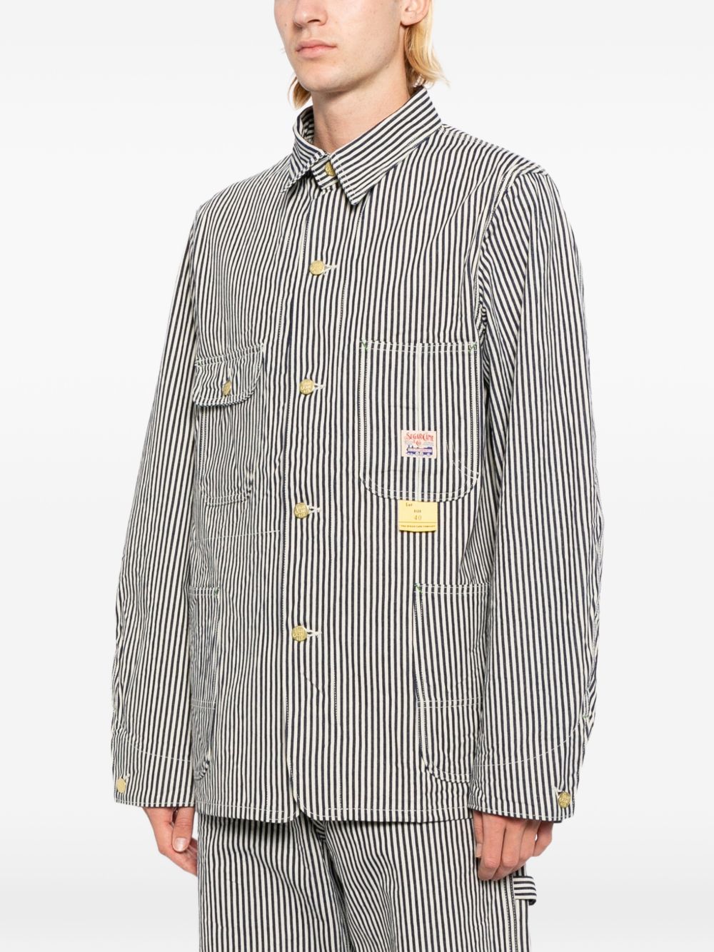 striped denim jacket