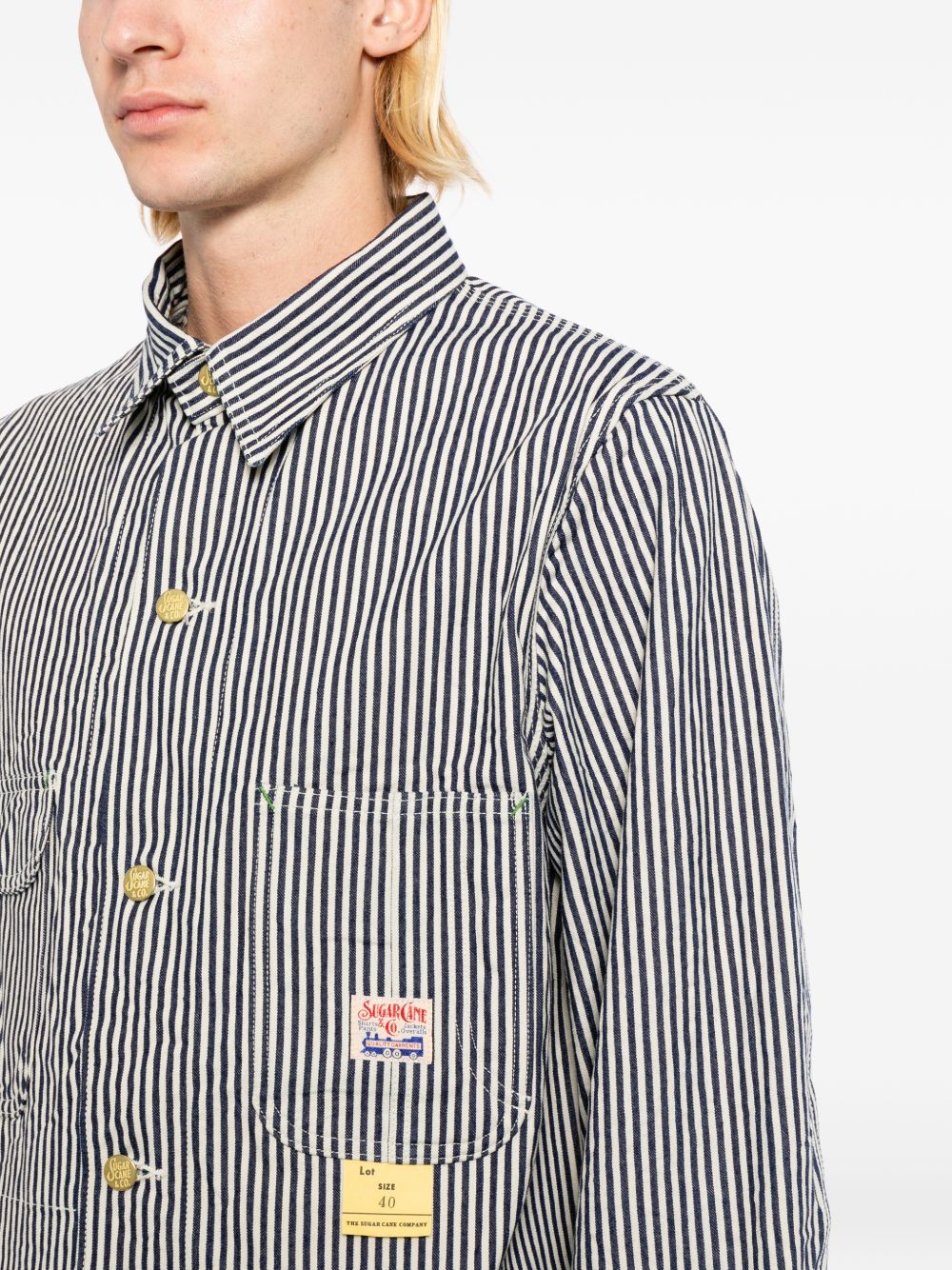 striped denim jacket
