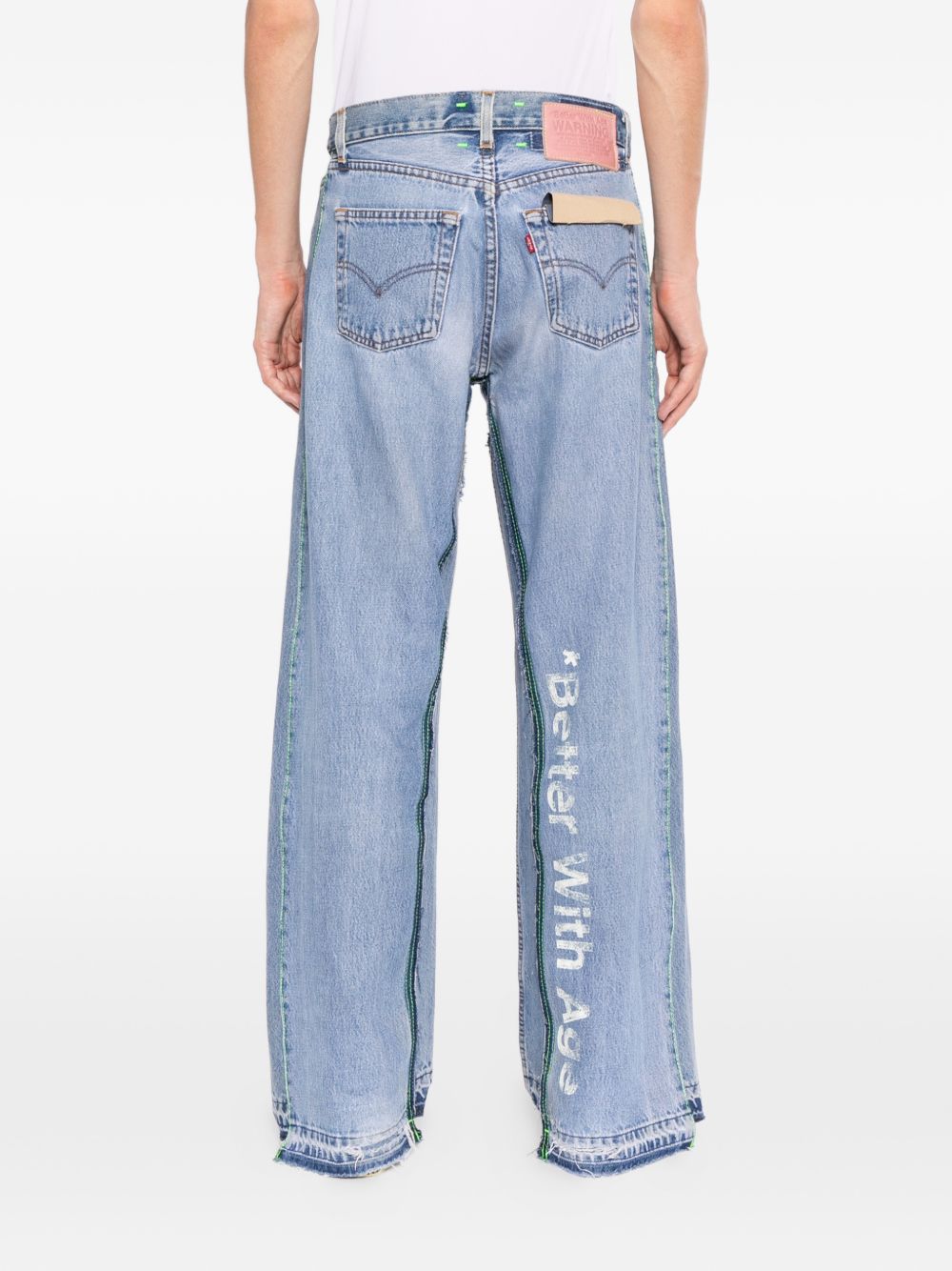 logo-print panelled jeans