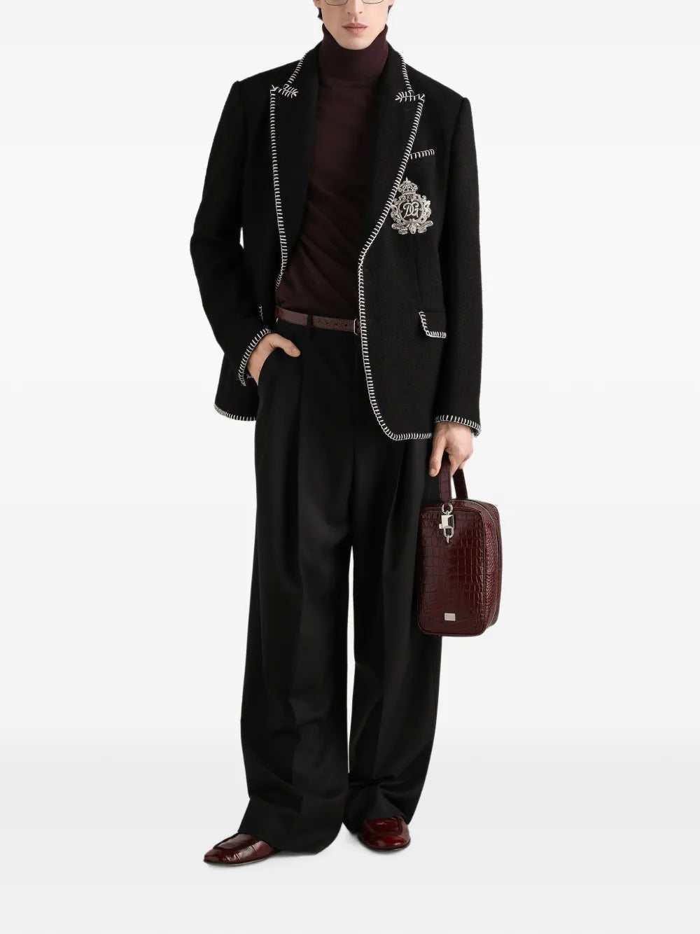 tweed single-breasted jacket with embroidery