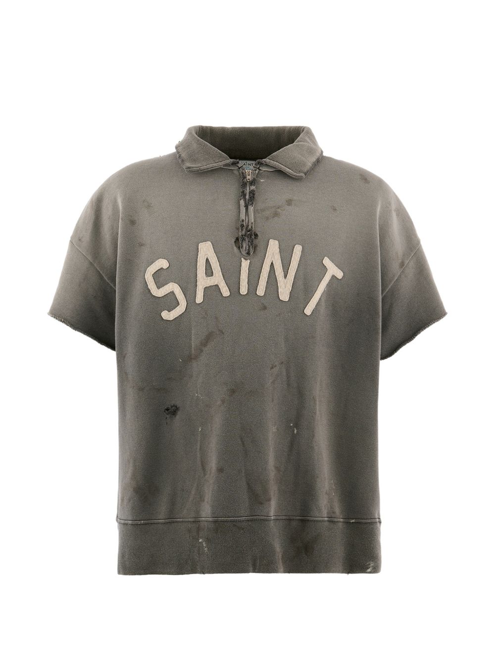 distressed half-zip polo shirt