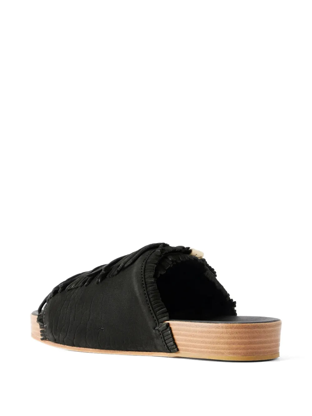 Fringed Leather Slides