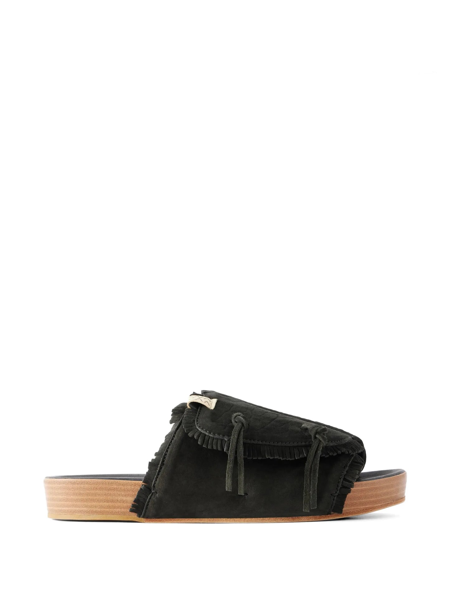 Fringed Leather Slides