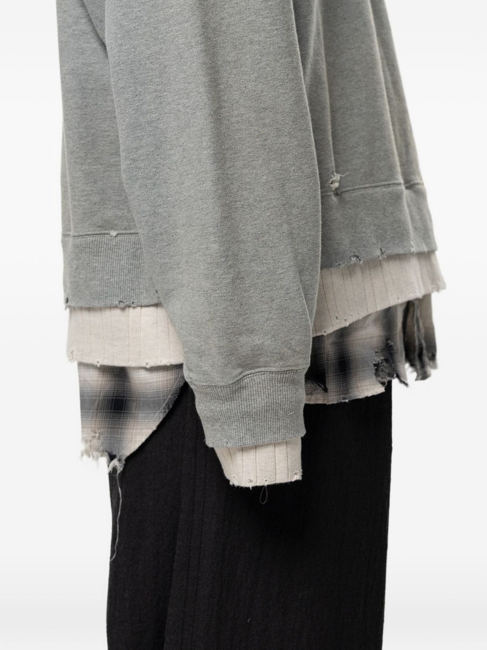 layered-design distressed sweatshirt