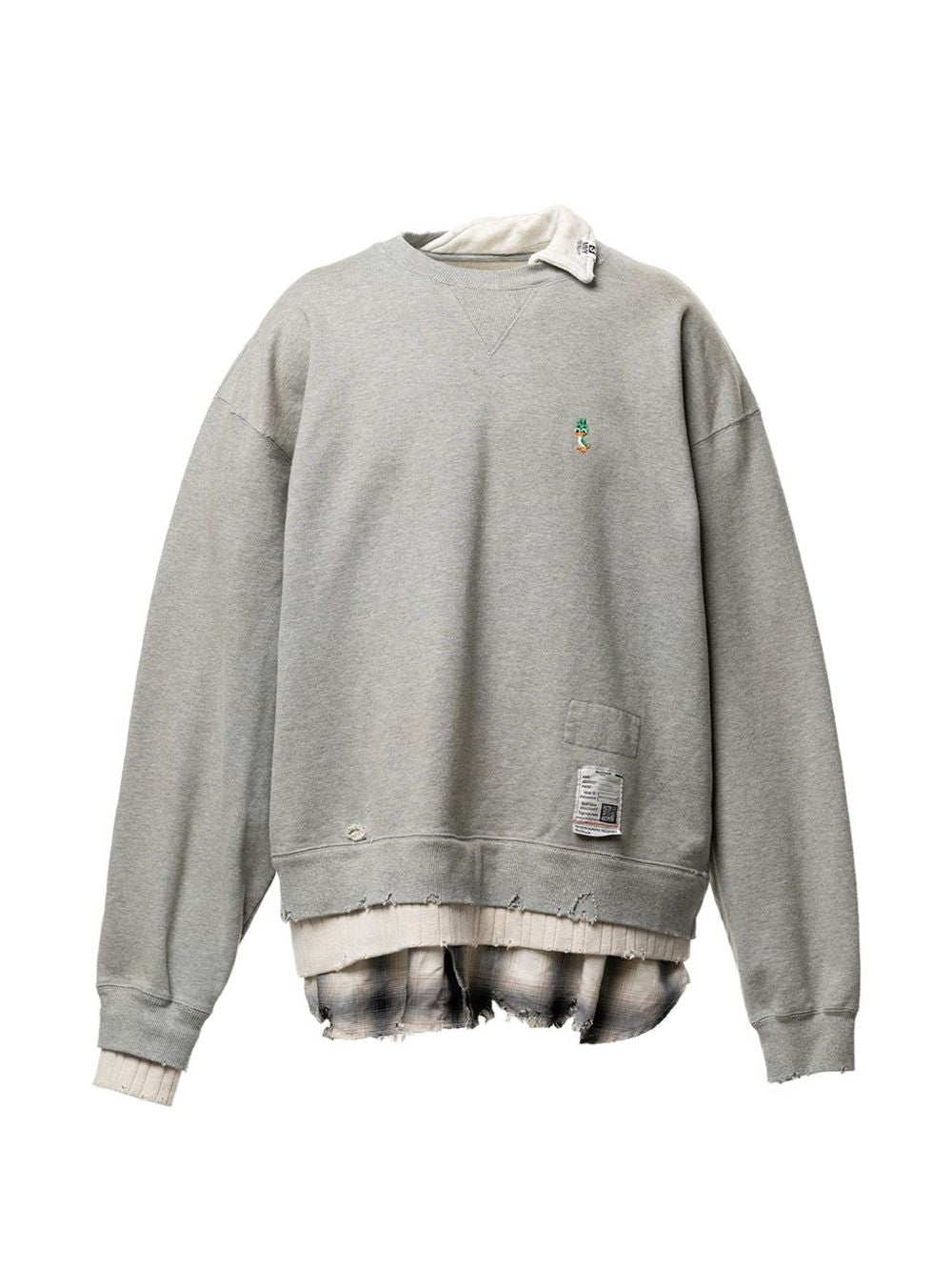 layered-design distressed sweatshirt