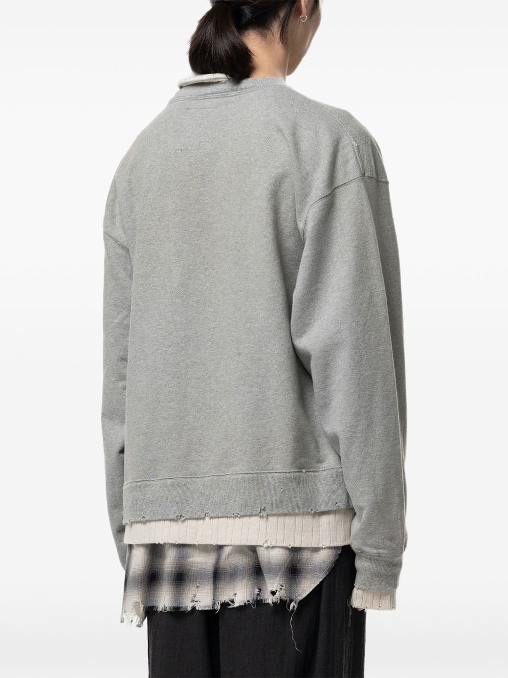 layered-design distressed sweatshirt