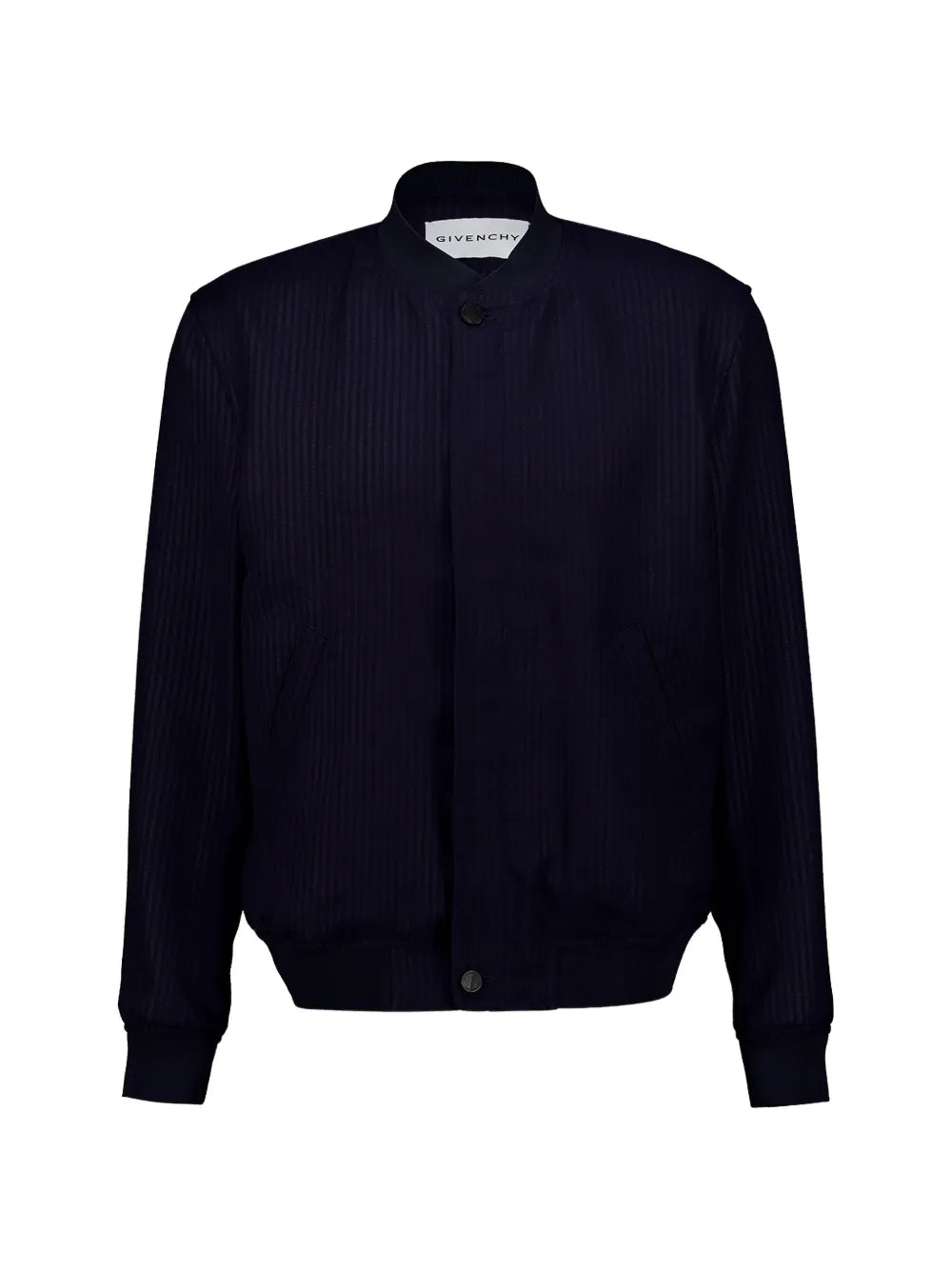 pinstriped bomber jacket