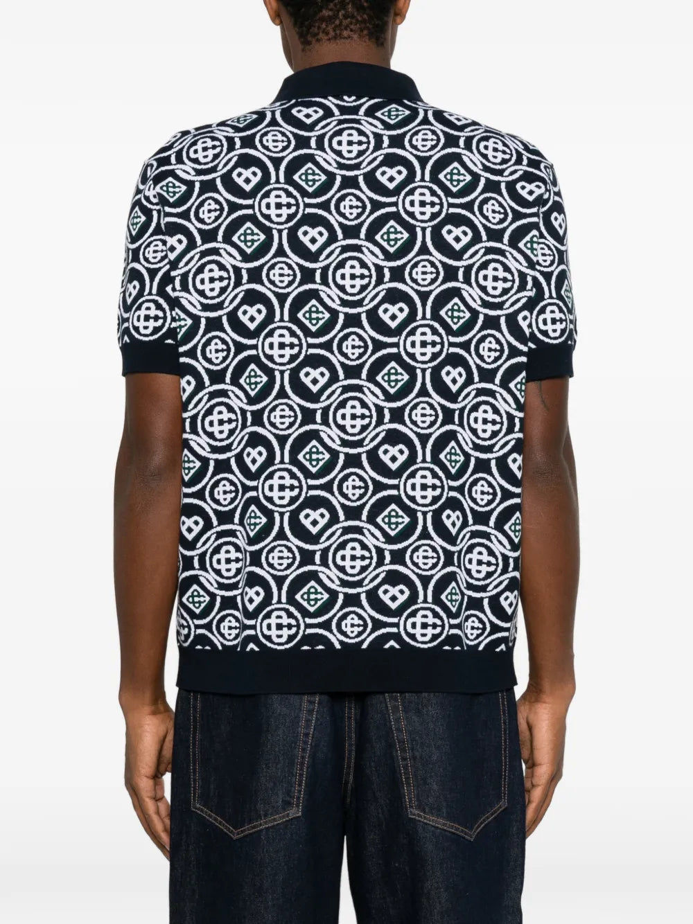 dark green Icon Monogram short sleeve polo shirt