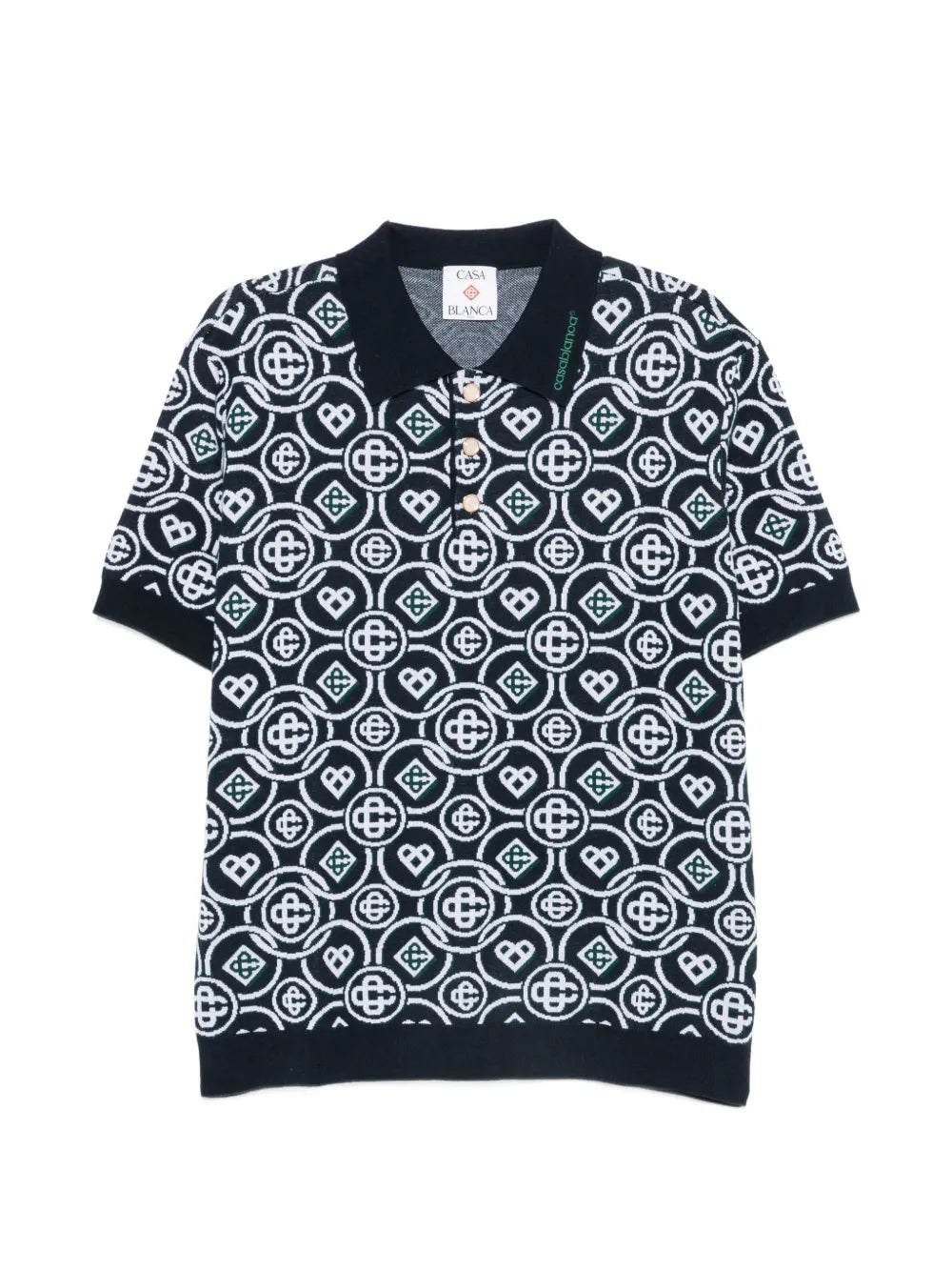dark green Icon Monogram short sleeve polo shirt