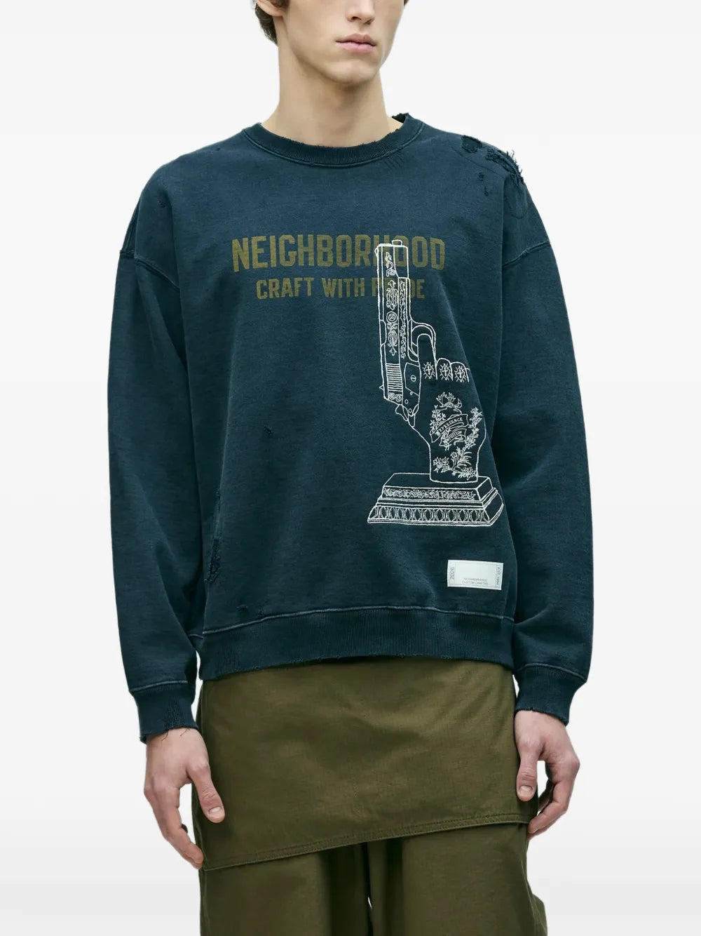 Distressed Graphic-Print Sweatshirt