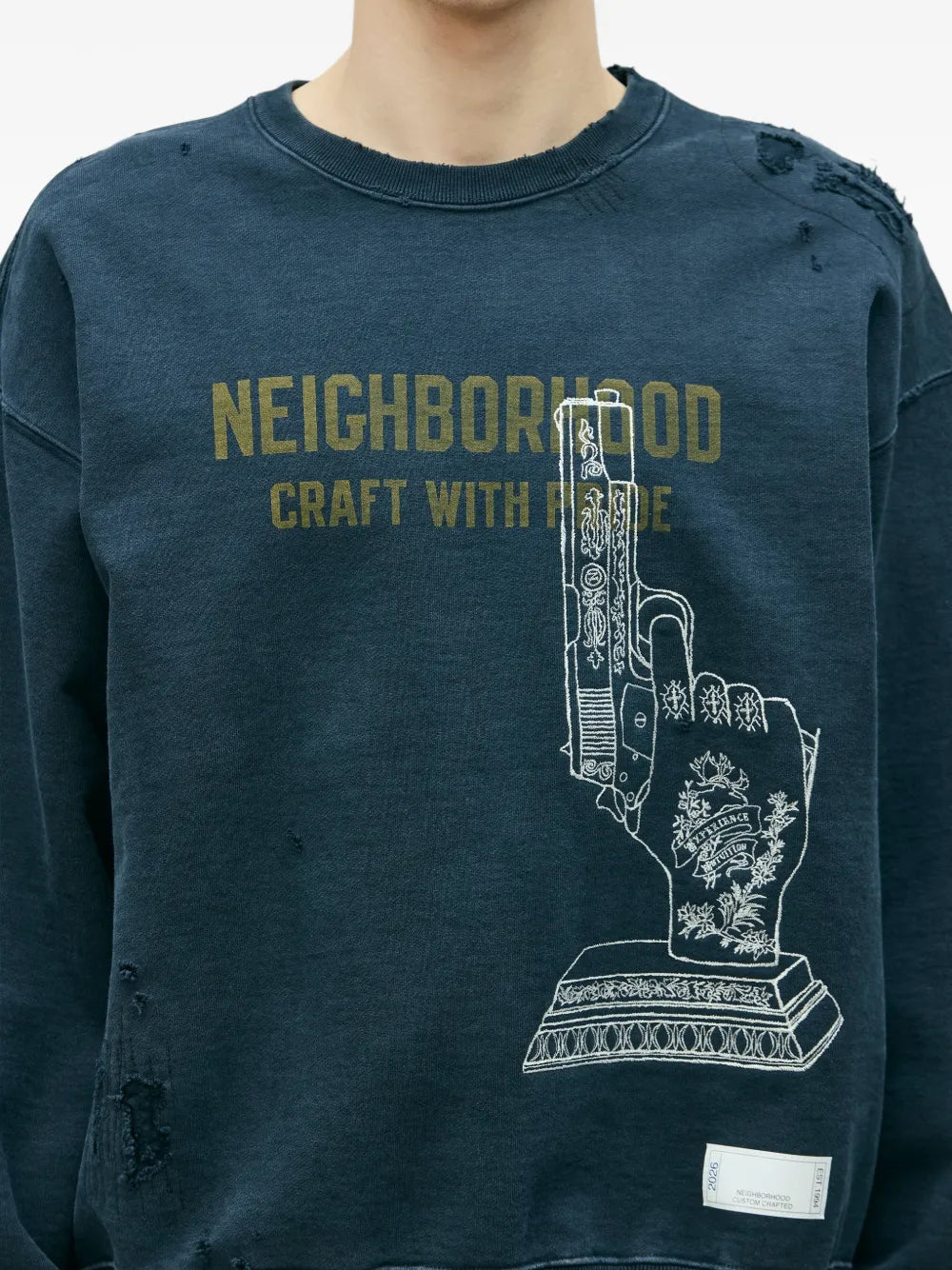 Distressed Graphic-Print Sweatshirt