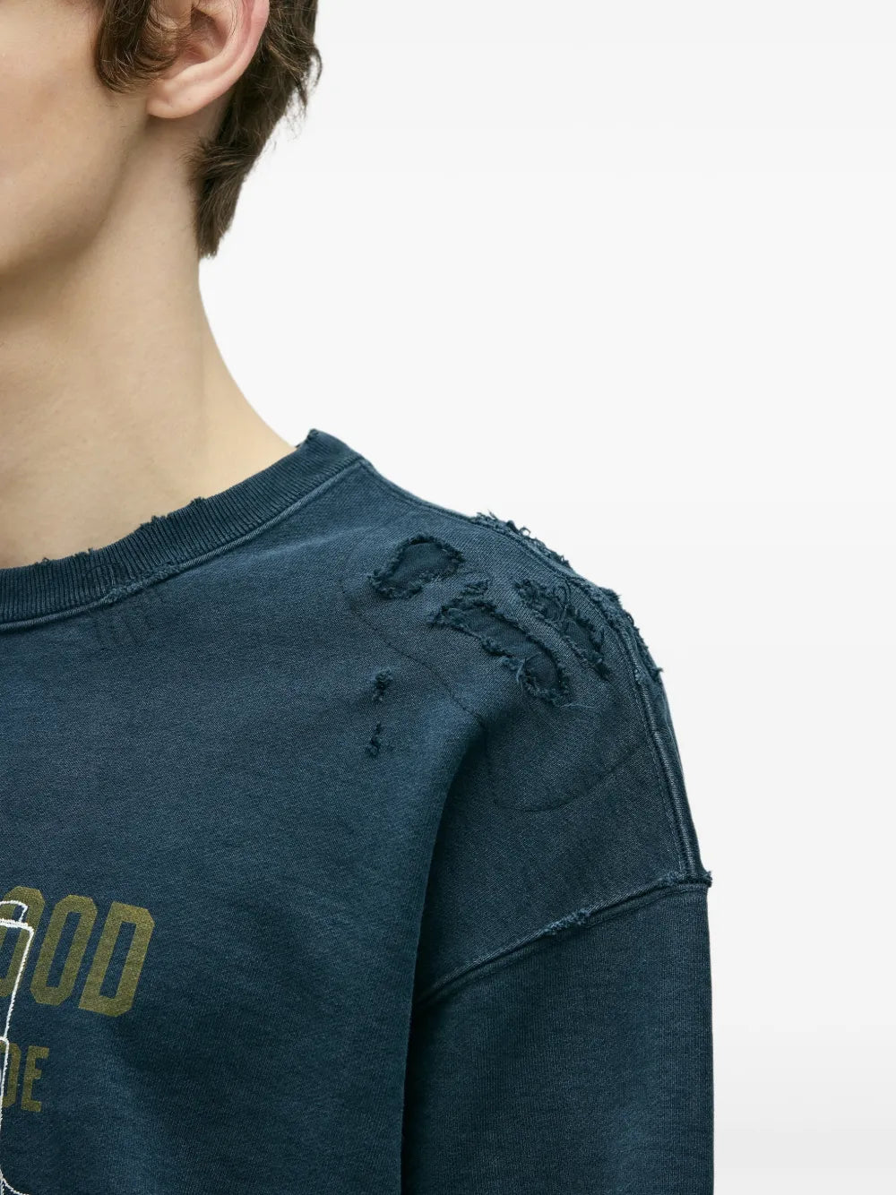 Distressed Graphic-Print Sweatshirt