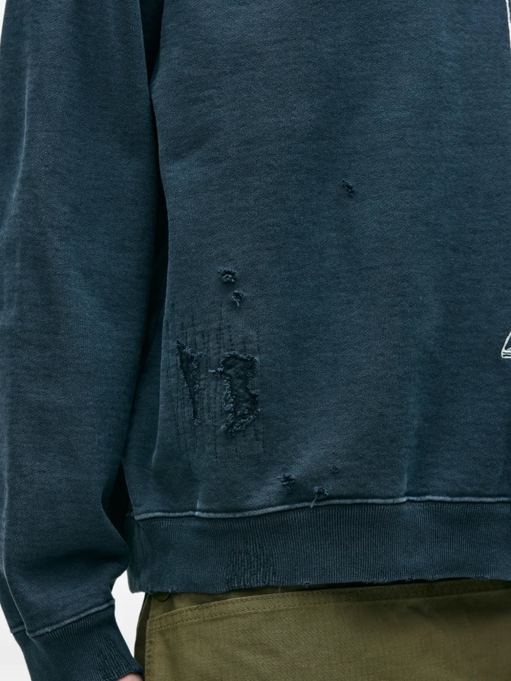 Distressed Graphic-Print Sweatshirt
