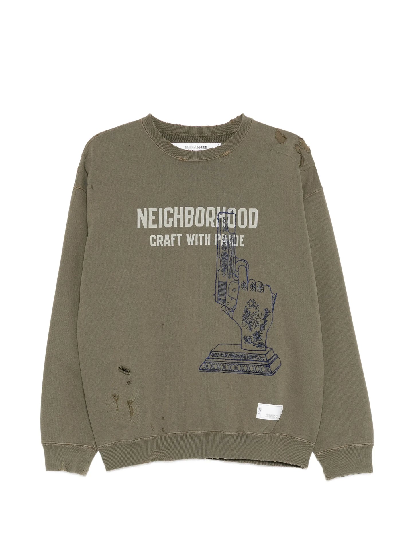 Distressed Graphic-Print Sweater