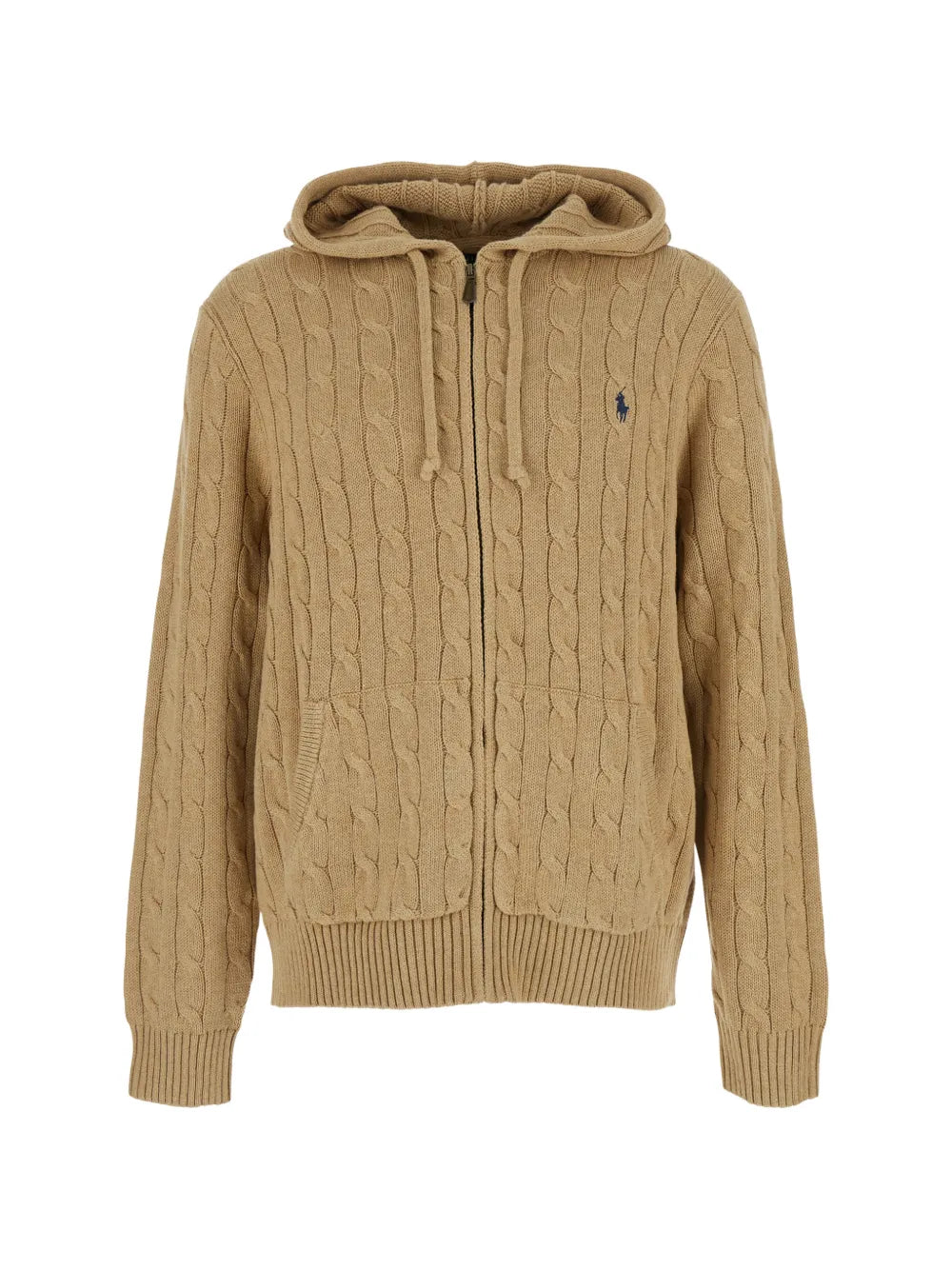 cable-knit zip-up hoodie